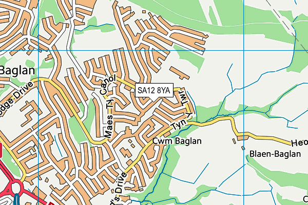 SA12 8YA map - OS VectorMap District (Ordnance Survey)