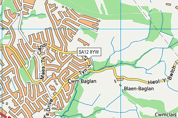 SA12 8YW map - OS VectorMap District (Ordnance Survey)