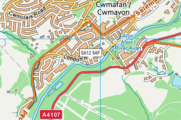 SA12 9AF map - OS VectorMap District (Ordnance Survey)