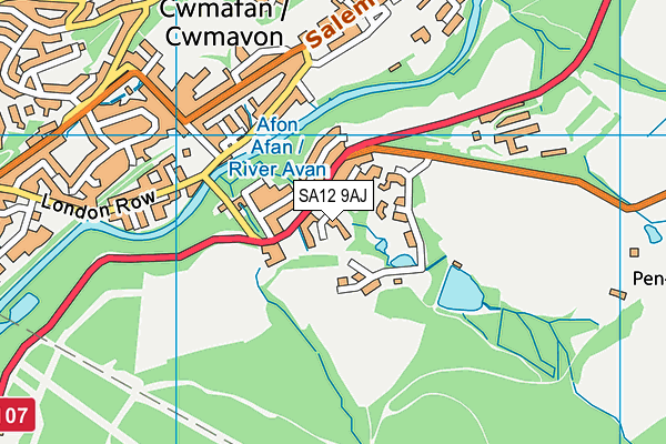 SA12 9AJ map - OS VectorMap District (Ordnance Survey)