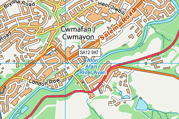 SA12 9AT map - OS VectorMap District (Ordnance Survey)