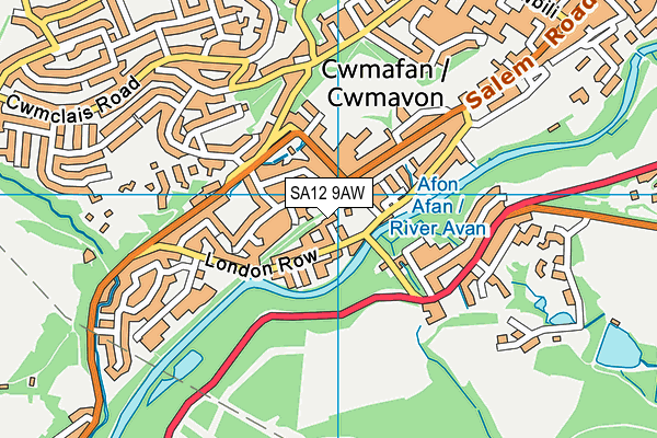 SA12 9AW map - OS VectorMap District (Ordnance Survey)