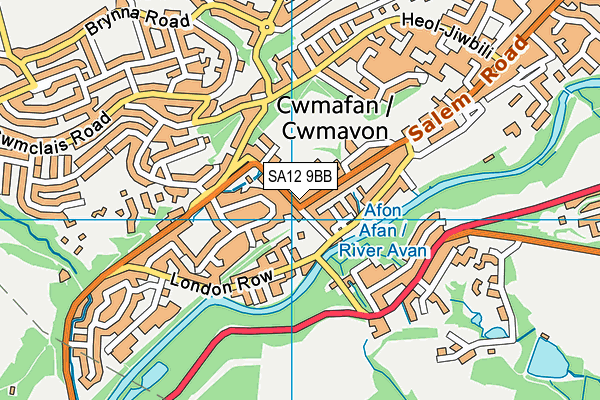 Cwmafan Primary School map (SA12 9BB) - OS VectorMap District (Ordnance Survey)