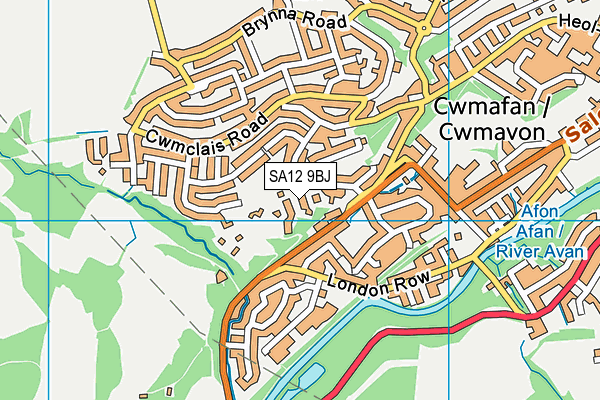 SA12 9BJ map - OS VectorMap District (Ordnance Survey)