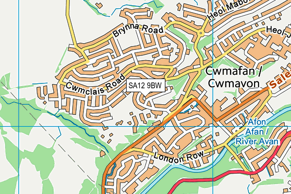 SA12 9BW map - OS VectorMap District (Ordnance Survey)