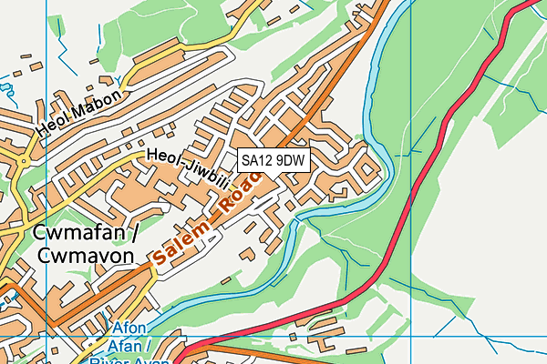 SA12 9DW map - OS VectorMap District (Ordnance Survey)