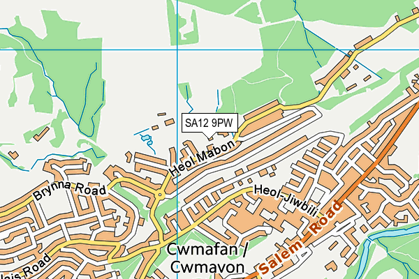 SA12 9PW map - OS VectorMap District (Ordnance Survey)