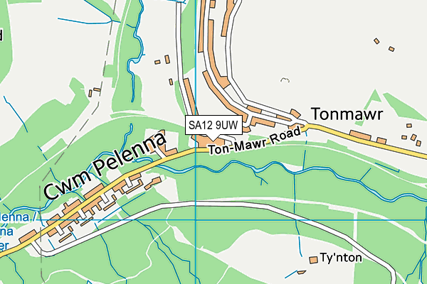 SA12 9UW map - OS VectorMap District (Ordnance Survey)