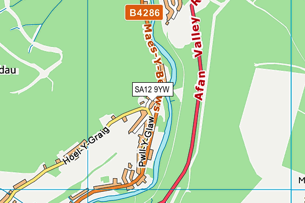 SA12 9YW map - OS VectorMap District (Ordnance Survey)