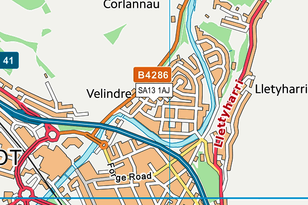 SA13 1AJ map - OS VectorMap District (Ordnance Survey)