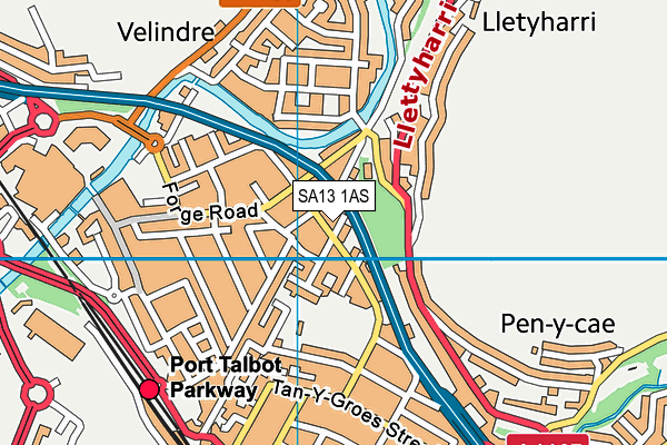 SA13 1AS map - OS VectorMap District (Ordnance Survey)