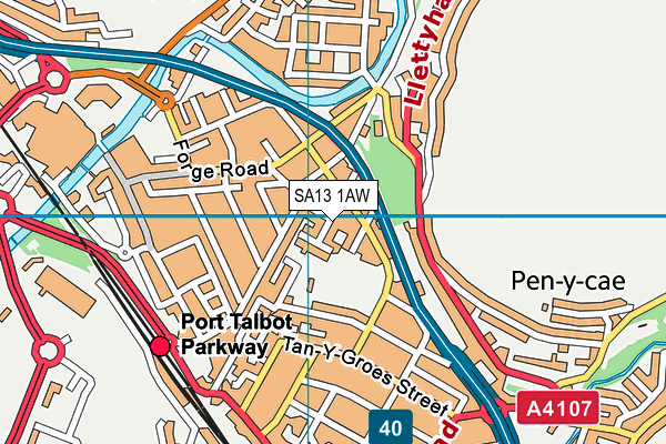 SA13 1AW map - OS VectorMap District (Ordnance Survey)