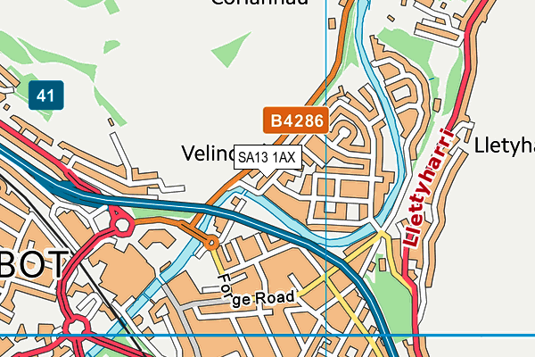 SA13 1AX map - OS VectorMap District (Ordnance Survey)