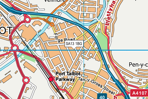 SA13 1BG map - OS VectorMap District (Ordnance Survey)