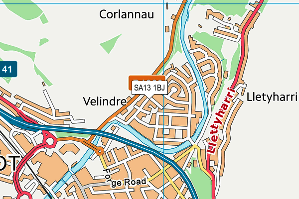 SA13 1BJ map - OS VectorMap District (Ordnance Survey)