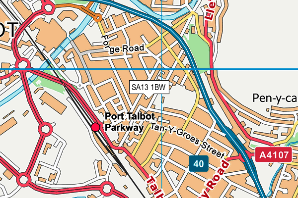 SA13 1BW map - OS VectorMap District (Ordnance Survey)