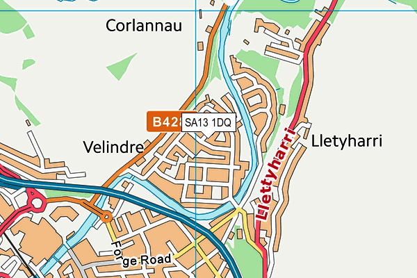 SA13 1DQ map - OS VectorMap District (Ordnance Survey)