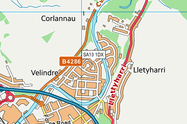 SA13 1DX map - OS VectorMap District (Ordnance Survey)