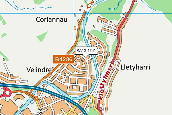 SA13 1DZ map - OS VectorMap District (Ordnance Survey)