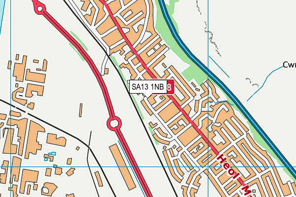 SA13 1NB map - OS VectorMap District (Ordnance Survey)