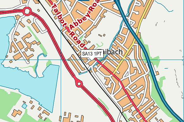 SA13 1PT map - OS VectorMap District (Ordnance Survey)