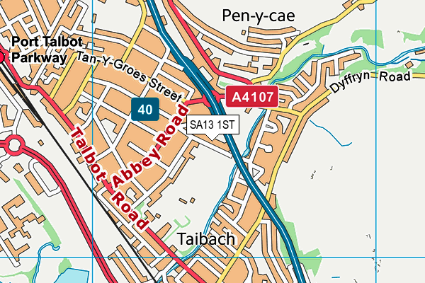 SA13 1ST map - OS VectorMap District (Ordnance Survey)