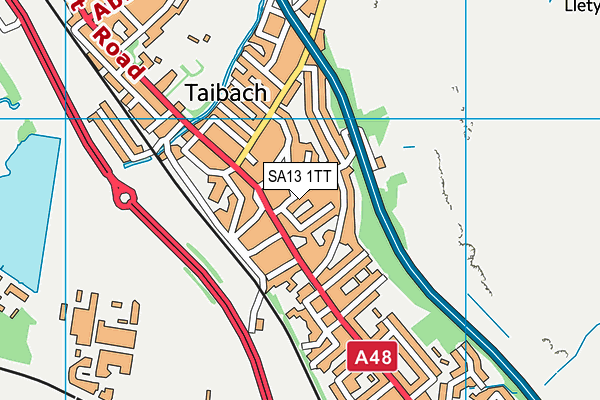 SA13 1TT map - OS VectorMap District (Ordnance Survey)