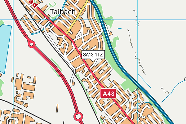 SA13 1TZ map - OS VectorMap District (Ordnance Survey)