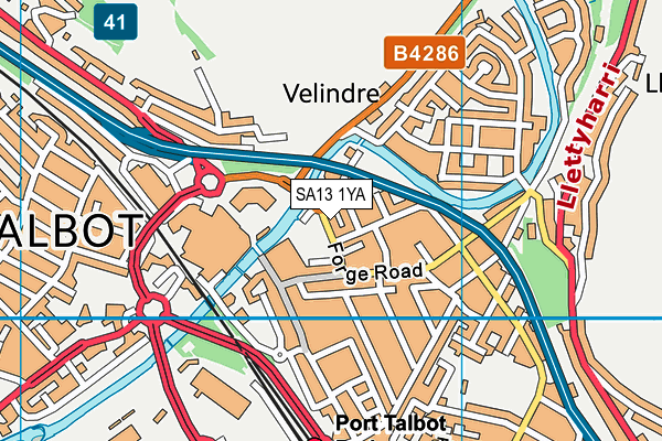 SA13 1YA map - OS VectorMap District (Ordnance Survey)