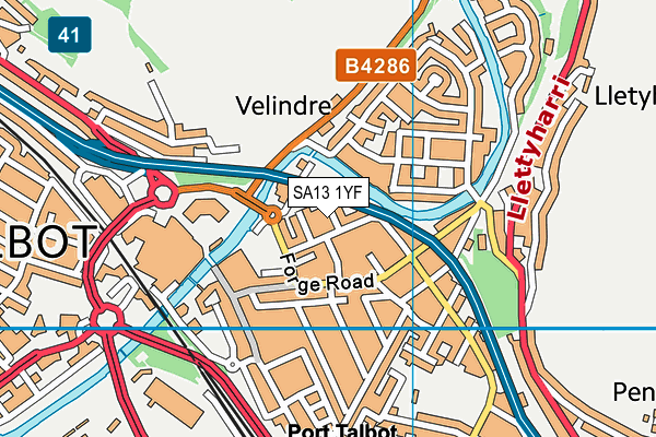 SA13 1YF map - OS VectorMap District (Ordnance Survey)