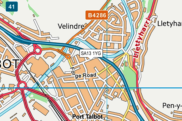 SA13 1YG map - OS VectorMap District (Ordnance Survey)