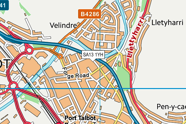 SA13 1YH map - OS VectorMap District (Ordnance Survey)