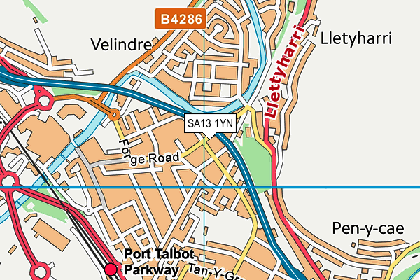 SA13 1YN map - OS VectorMap District (Ordnance Survey)