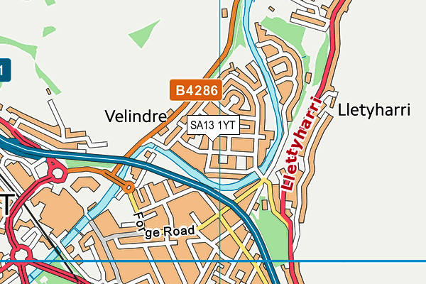 SA13 1YT map - OS VectorMap District (Ordnance Survey)