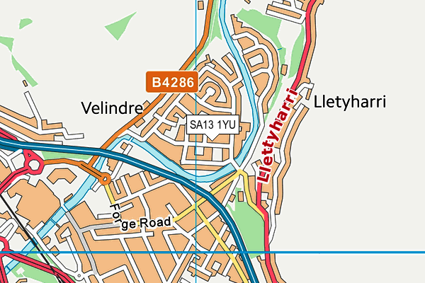 SA13 1YU map - OS VectorMap District (Ordnance Survey)