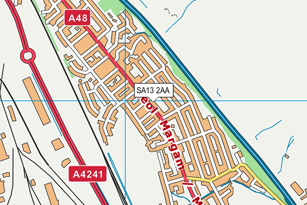 SA13 2AA map - OS VectorMap District (Ordnance Survey)