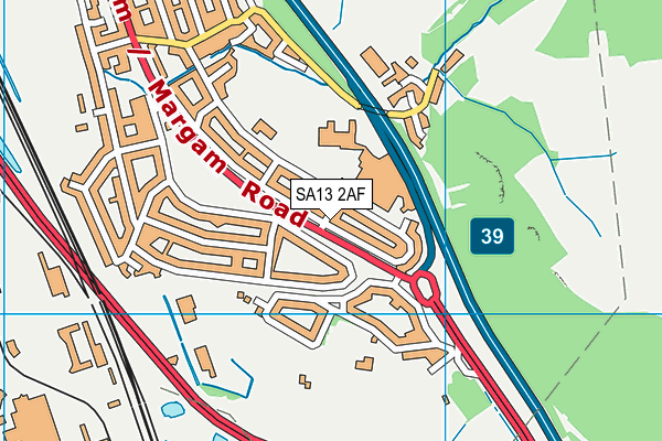 SA13 2AF map - OS VectorMap District (Ordnance Survey)
