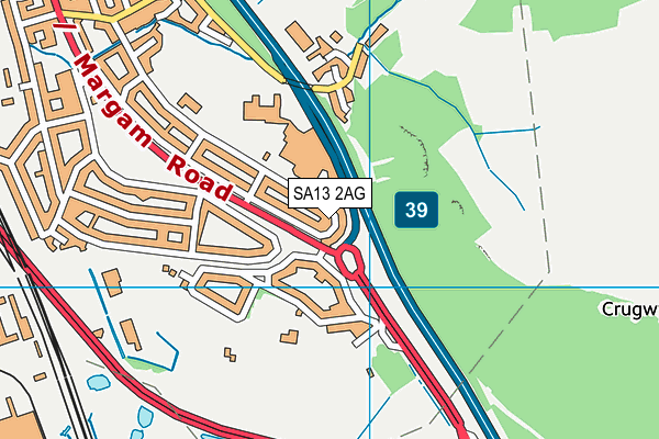 SA13 2AG map - OS VectorMap District (Ordnance Survey)