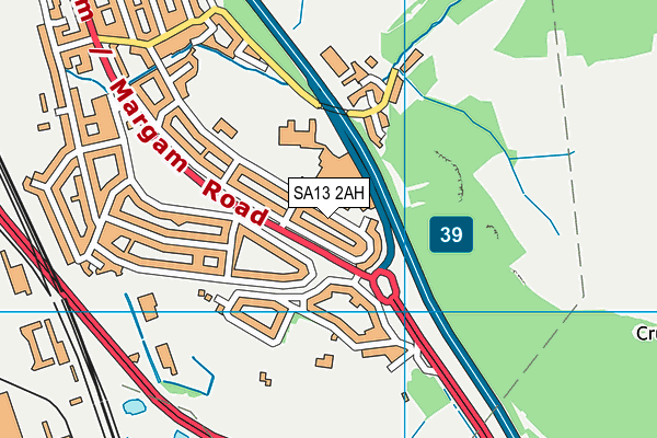 SA13 2AH map - OS VectorMap District (Ordnance Survey)