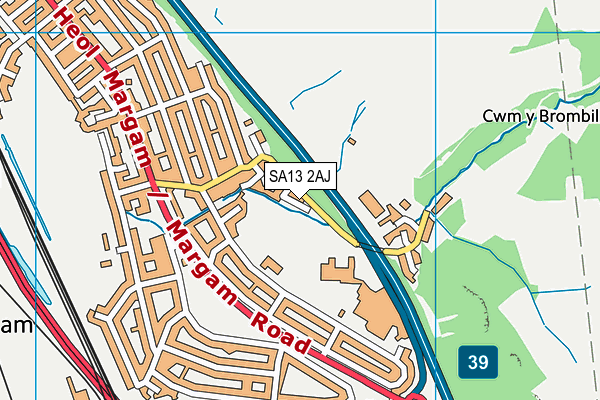 SA13 2AJ map - OS VectorMap District (Ordnance Survey)