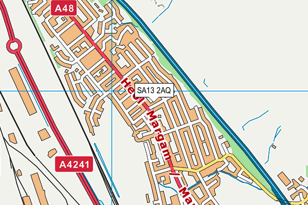 SA13 2AQ map - OS VectorMap District (Ordnance Survey)