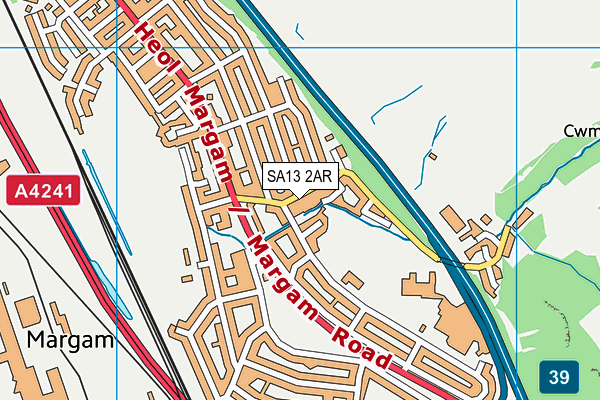 SA13 2AR map - OS VectorMap District (Ordnance Survey)