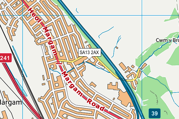 SA13 2AX map - OS VectorMap District (Ordnance Survey)