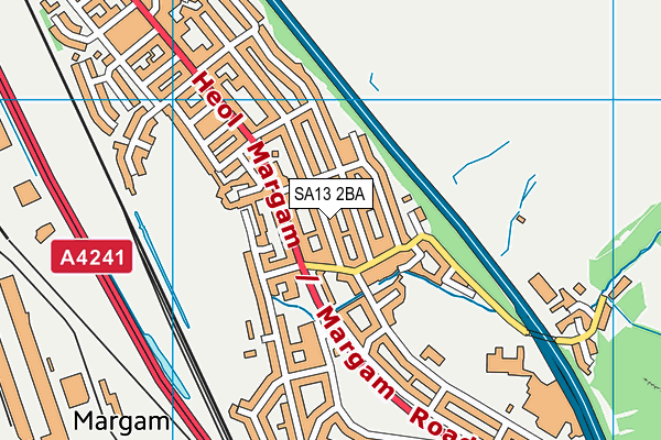 SA13 2BA map - OS VectorMap District (Ordnance Survey)