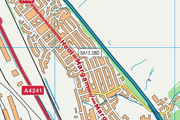 SA13 2BD map - OS VectorMap District (Ordnance Survey)