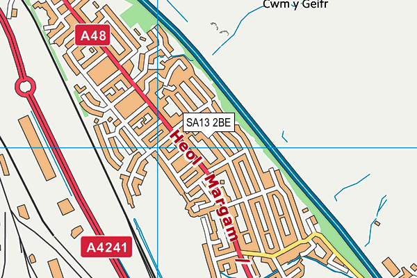 SA13 2BE map - OS VectorMap District (Ordnance Survey)
