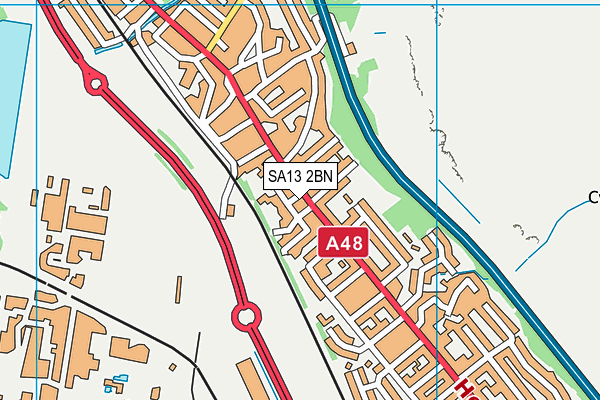 SA13 2BN map - OS VectorMap District (Ordnance Survey)