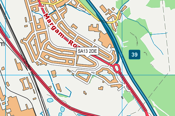 SA13 2DE map - OS VectorMap District (Ordnance Survey)