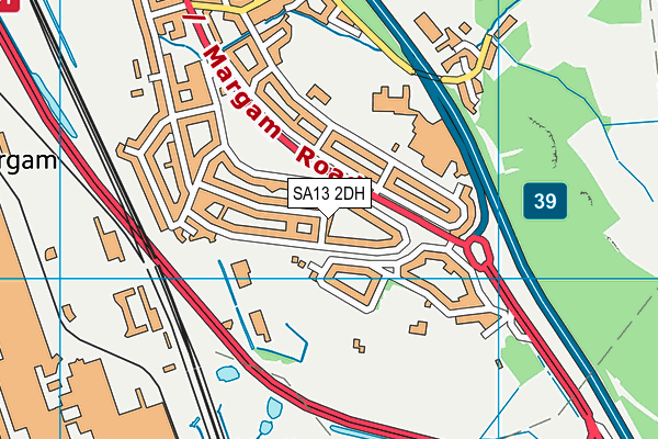 SA13 2DH map - OS VectorMap District (Ordnance Survey)