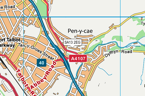 SA13 2EG map - OS VectorMap District (Ordnance Survey)